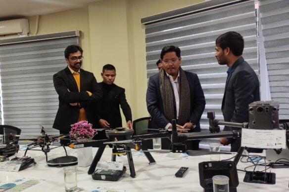 Ki kor ki bor (Drone) ba la thmu ban pyntreikam ha ka Meghalaya State GIS & UAV Center, Secretariat na ka bynta ka jingïaid beit ïaid ryntih ha ka nongbah